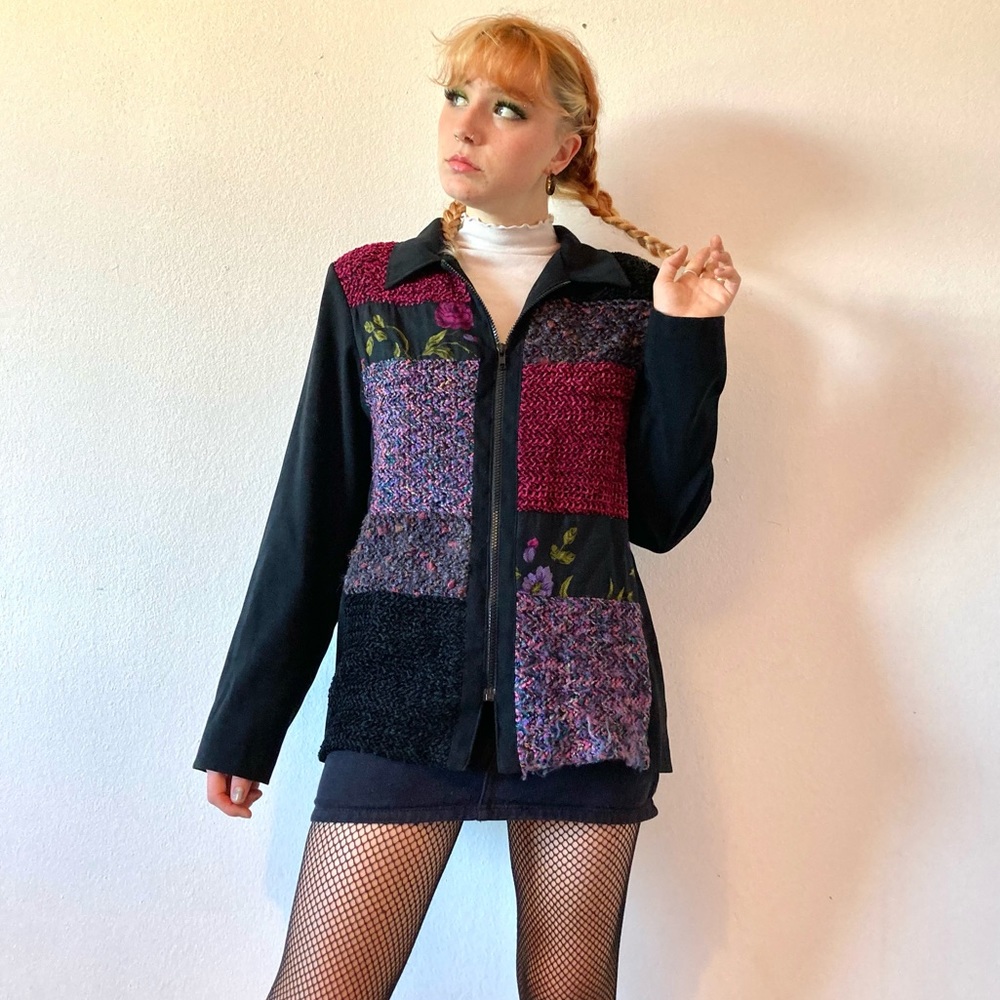 Adorable vintage knit paneled jacket